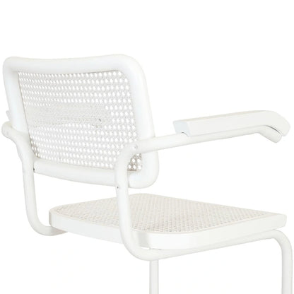 Breuer Chair Company Marcel Breuer Cesca Cane Cantilever Armchair Arm Chair w/ White Steel Frame (Various Wood & Cane Colors)