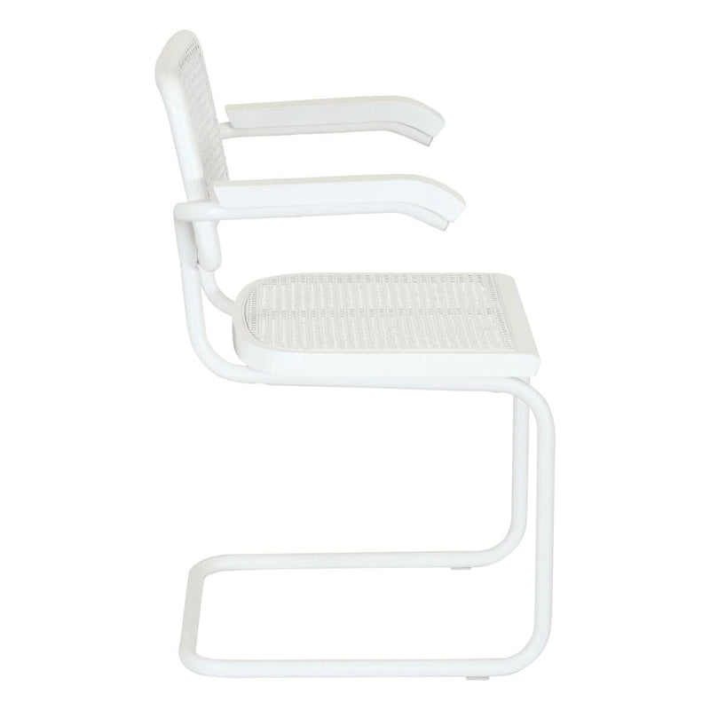 Breuer Chair Company Marcel Breuer Cesca Cane Cantilever Armchair Arm Chair w/ White Steel Frame (Various Wood & Cane Colors)