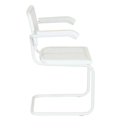 Breuer Chair Company Marcel Breuer Cesca Cane Cantilever Armchair Arm Chair w/ White Steel Frame (Various Wood & Cane Colors)
