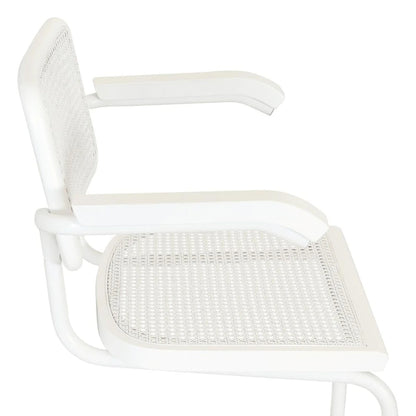 Breuer Chair Company Marcel Breuer Cesca Cane Cantilever Armchair Arm Chair w/ White Steel Frame (Various Wood & Cane Colors)