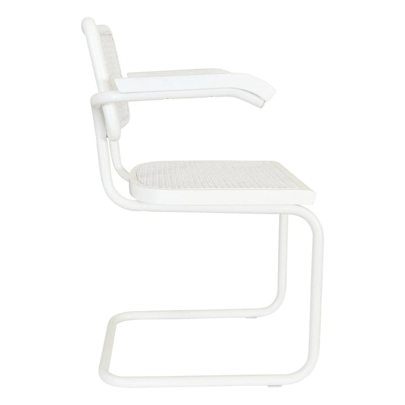 Breuer Chair Company Marcel Breuer Cesca Cane Cantilever Armchair Arm Chair w/ White Steel Frame (Various Wood & Cane Colors)