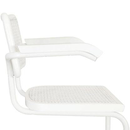 Breuer Chair Company Marcel Breuer Cesca Cane Cantilever Armchair Arm Chair w/ White Steel Frame (Various Wood & Cane Colors)