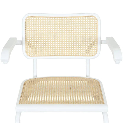 Breuer Chair Company Marcel Breuer Cesca Cane Cantilever Armchair Arm Chair w/ White Steel Frame (Various Wood & Cane Colors)