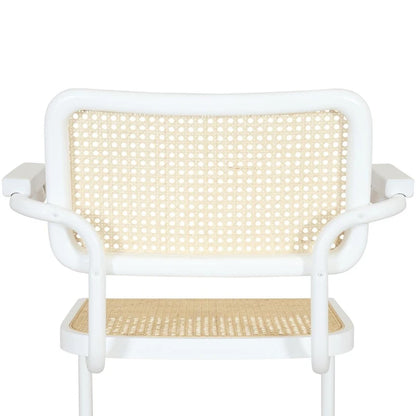 Breuer Chair Company Marcel Breuer Cesca Cane Cantilever Armchair Arm Chair w/ White Steel Frame (Various Wood & Cane Colors)