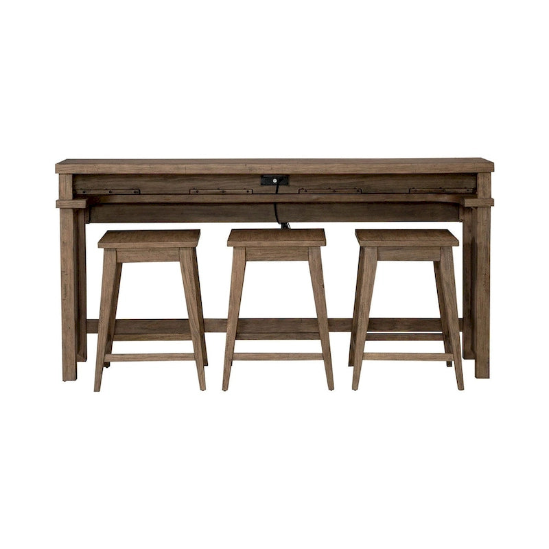 Pinebrook Ridge Weathered Toffee 4 Piece Console Table Set