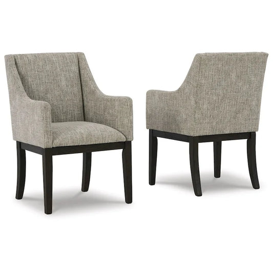 Sonn 24 Inch Dining Armchair, Set of 2, Padded Beige Upholstery, Brown Legs