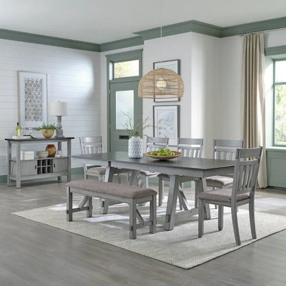 Newport Smokey Grey 6 Piece Trestle Table Set