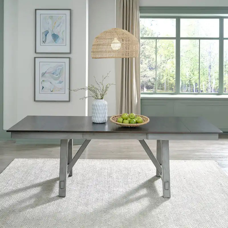 Newport Smokey Grey 6 Piece Trestle Table Set