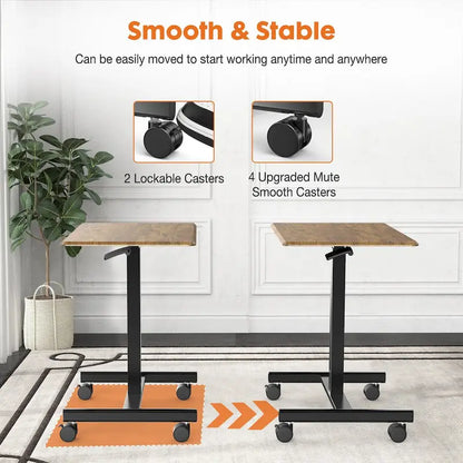 Mobile Rolling Standing Desk with Adjustable Height