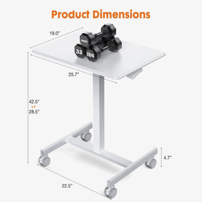 Mobile Rolling Standing Desk with Adjustable Height
