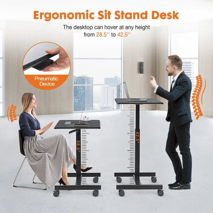 Mobile Rolling Standing Desk with Adjustable Height