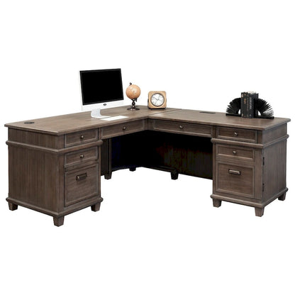 Carson Wood L-Desk & Return, Writing Table, Office Desk, Gray
