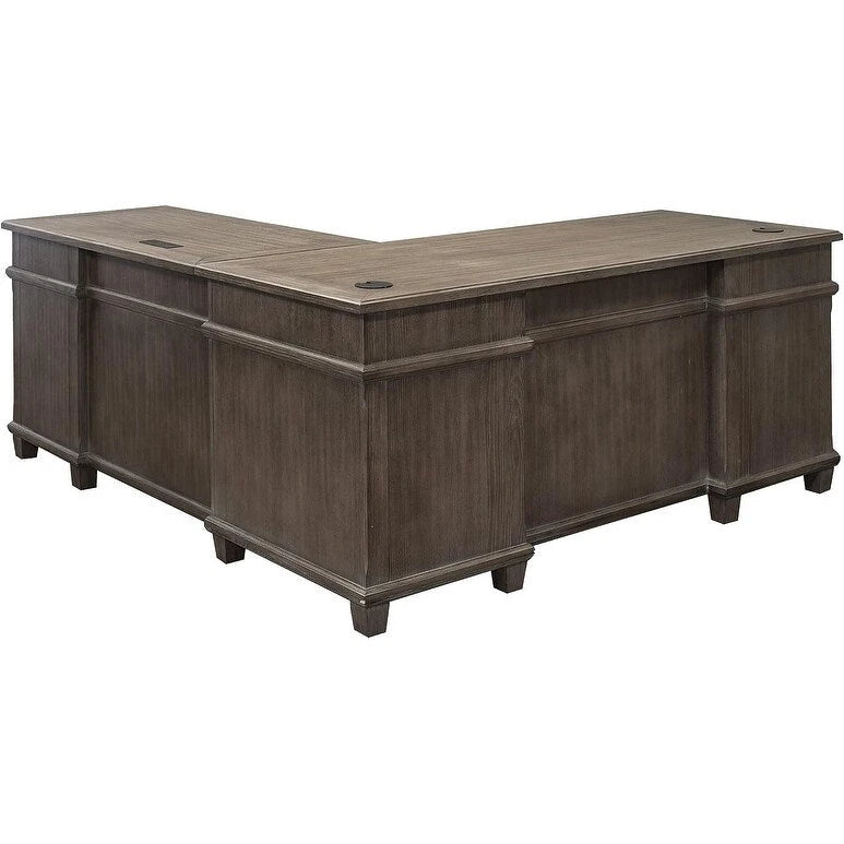 Carson Wood L-Desk & Return, Writing Table, Office Desk, Gray