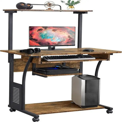 3 Tier Computer Desk with Printer Shelf