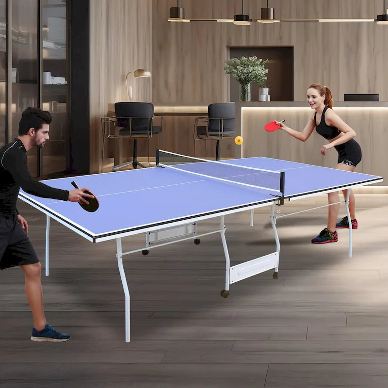 9ft Table Tennis Table Foldable & Portable Ping Pong Table Set