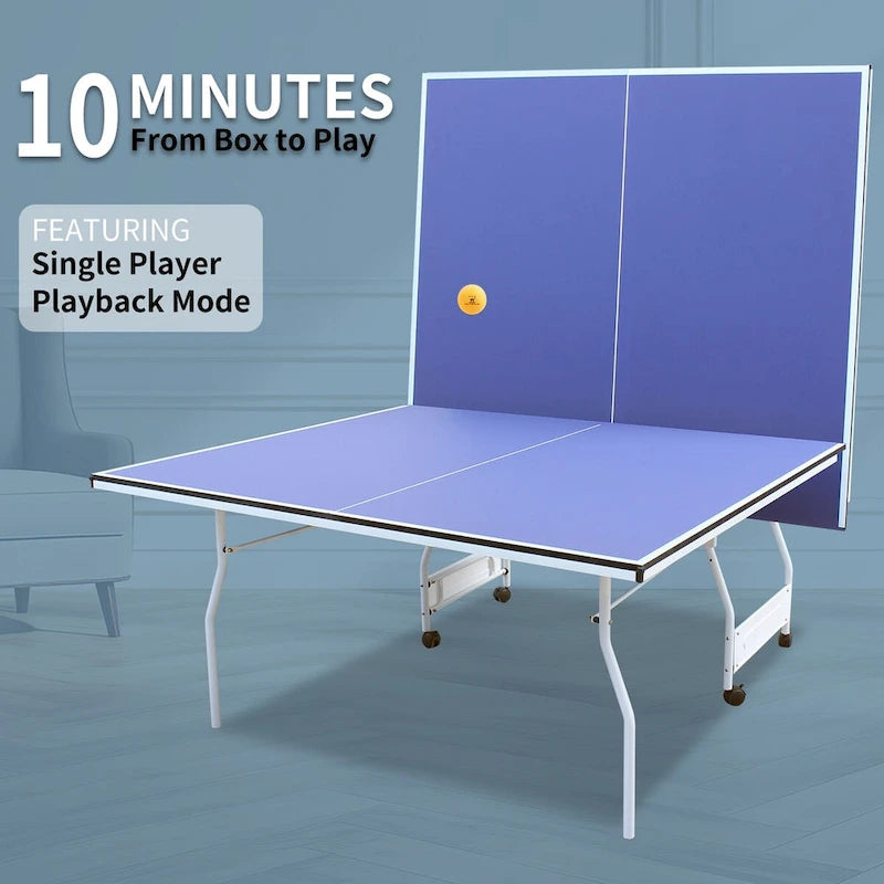 9ft Table Tennis Table Foldable & Portable Ping Pong Table Set