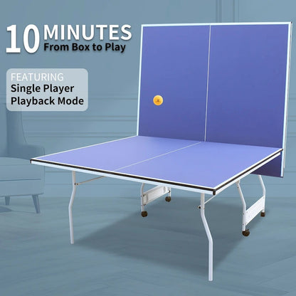 9ft Table Tennis Table Foldable & Portable Ping Pong Table Set