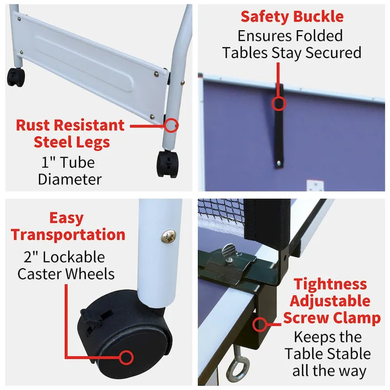 9ft Table Tennis Table Foldable & Portable Ping Pong Table Set