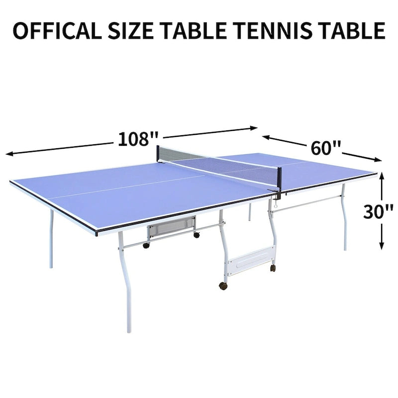 9ft Table Tennis Table Foldable & Portable Ping Pong Table Set