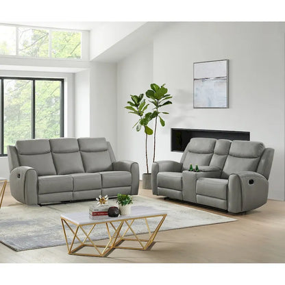 Roundhill Furniture Wesley 2-Piece Transitional Reclining Set, Gray