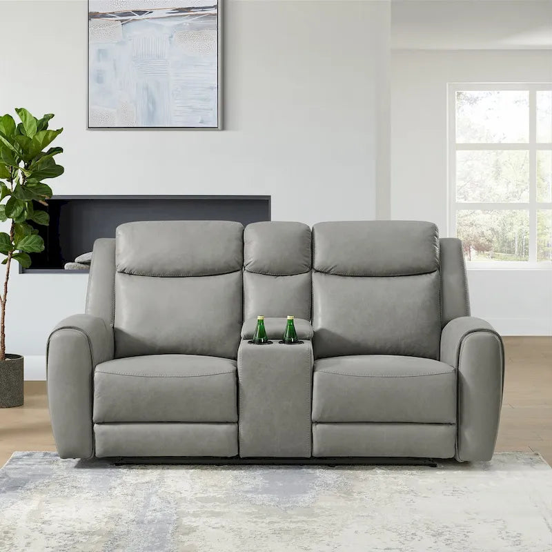 Roundhill Furniture Wesley 2-Piece Transitional Reclining Set, Gray