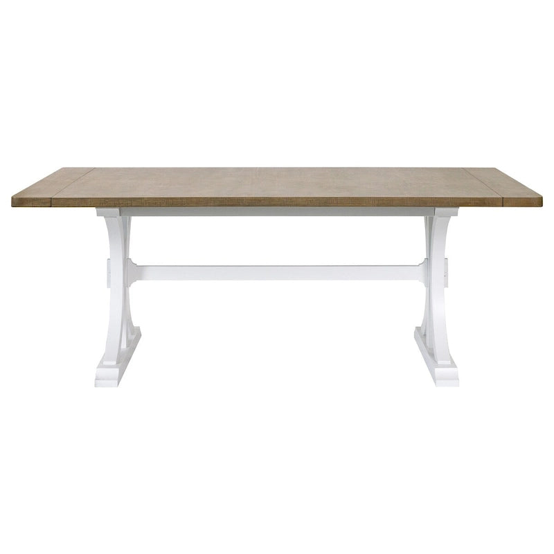 Modern Wood Rectangular Trestle Base Kitchen Dining Table, Brown - Large