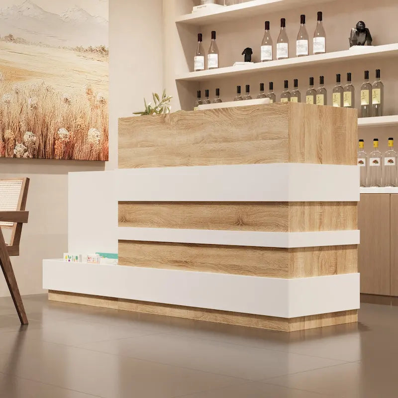 Salon Reception Counter with Keyboard Tray Large Working Desk