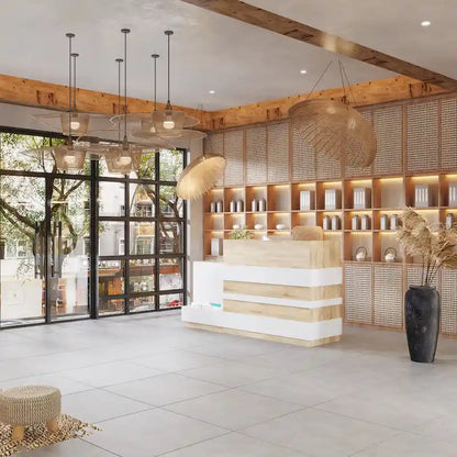 Salon Reception Counter with Keyboard Tray Large Working Desk