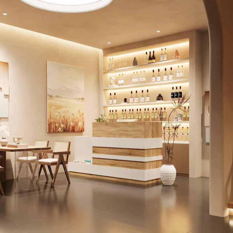 Salon Reception Counter with Keyboard Tray Large Working Desk