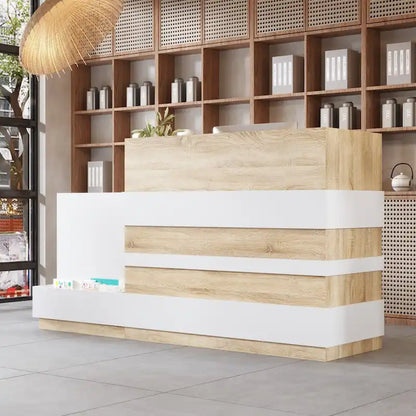 Salon Reception Counter with Keyboard Tray Large Working Desk