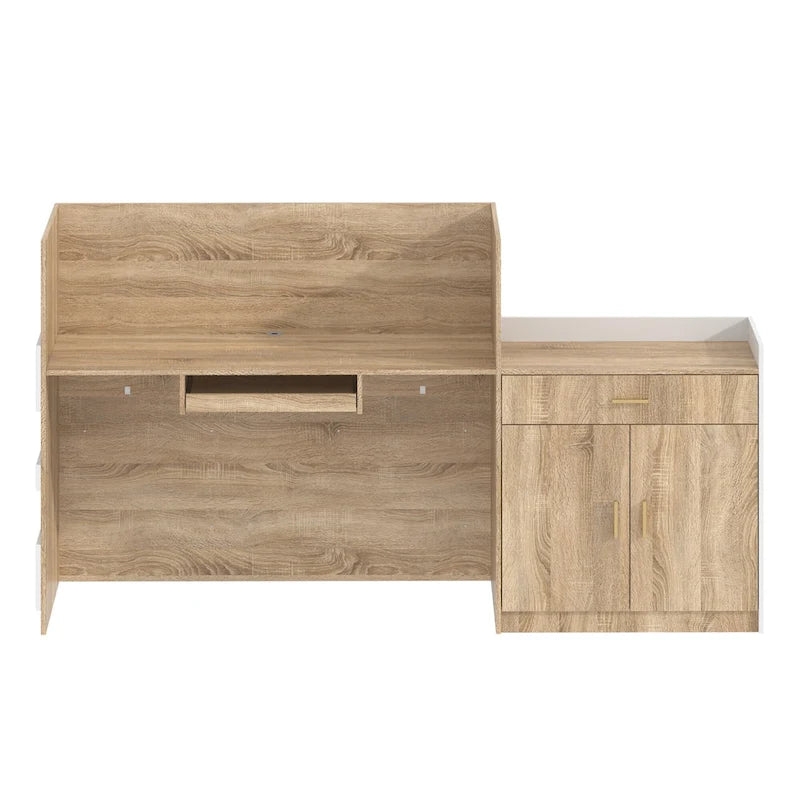 Salon Reception Counter with Keyboard Tray Large Working Desk