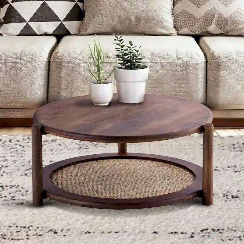 GARAM Walnut and Cane Coffee Table