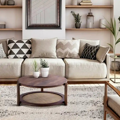 GARAM Walnut and Cane Coffee Table