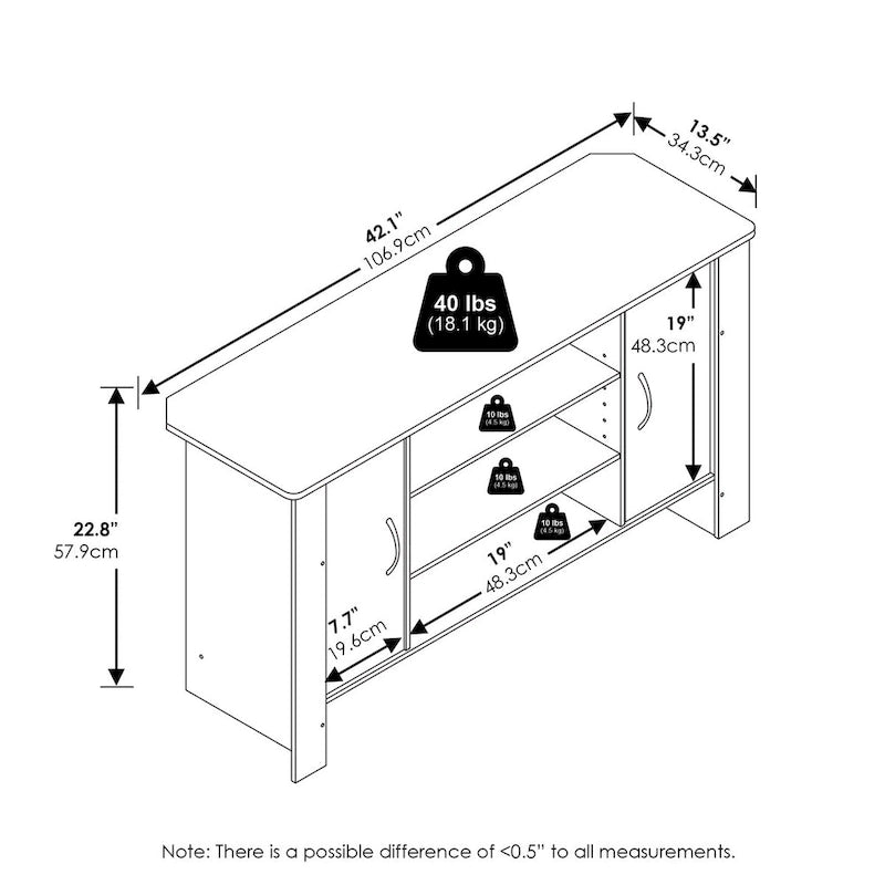Furinno Econ TV Stand Entertainment Center, White