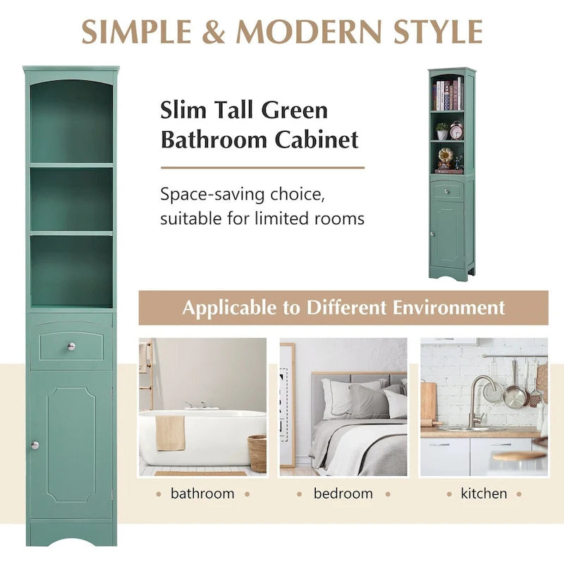 67 Tall Freestanding Bathroom Storage Cabinet with Doors and Adjustable Shelves - 68 Tall