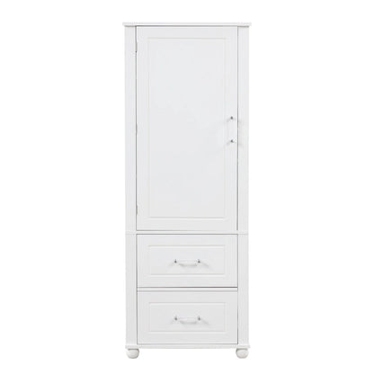 61 Tall Wood 1-door Bathroom Cabinet with Drawers and Adjustable Shelves