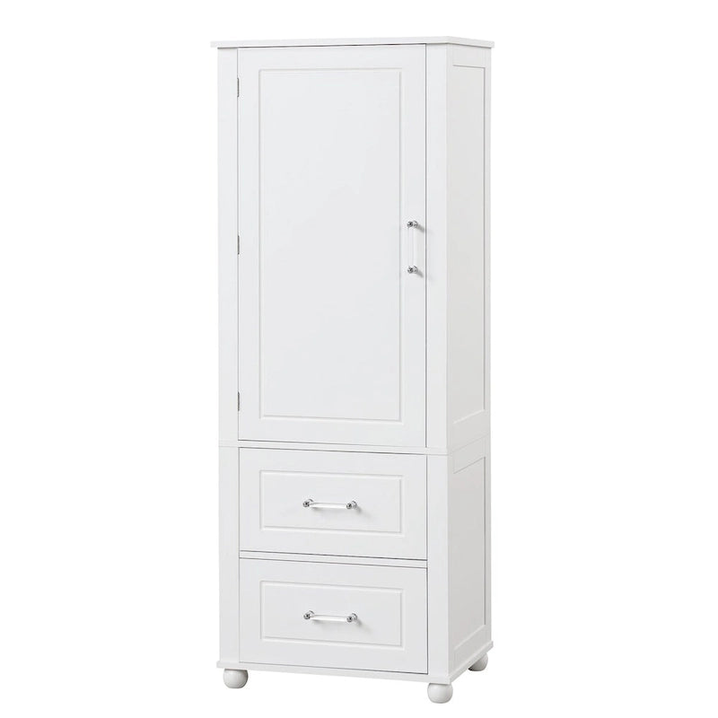 61 Tall Wood 1-door Bathroom Cabinet with Drawers and Adjustable Shelves