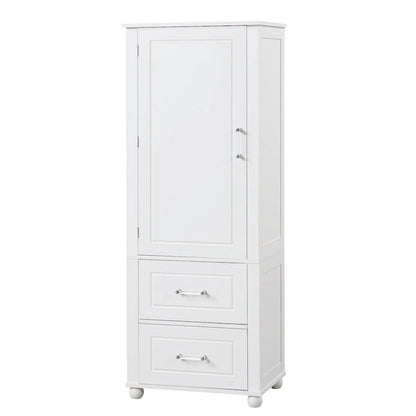 61 Tall Wood 1-door Bathroom Cabinet with Drawers and Adjustable Shelves
