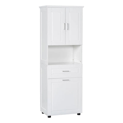 Tall Bathroom Cabinet with Laundry Basket Large Storage Space Tilt-Out Laundry Hamper and Upper Storage Cabinet