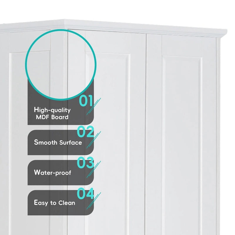 Storage Cabinet with 2 Doors for Bathroom, Office, Adjustable Shelf