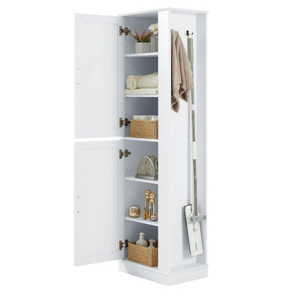 Freestanding Storage Cabinet with Hook and Adjustable Shelf