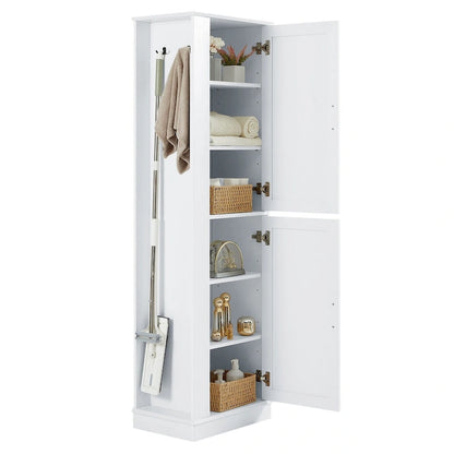 Freestanding Storage Cabinet with Hook and Adjustable Shelf