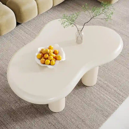 39.4 Inches Cloud-Shaped Engineered Wood Coffee Table with 4 PVC Legs