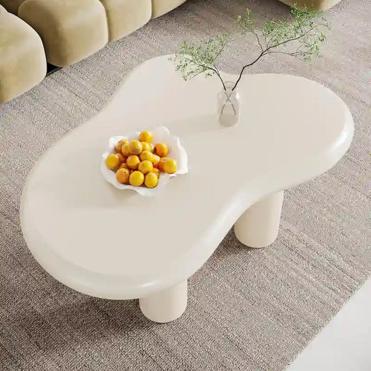 39.4 Inches Cloud-Shaped Engineered Wood Coffee Table with 4 PVC Legs
