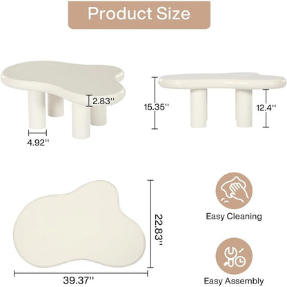 39.4 Inches Cloud-Shaped Engineered Wood Coffee Table with 4 PVC Legs