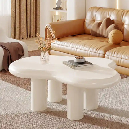 39.4 Inches Cloud-Shaped Engineered Wood Coffee Table with 4 PVC Legs