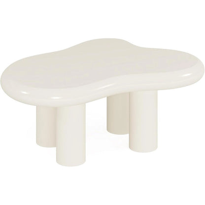 39.4 Inches Cloud-Shaped Engineered Wood Coffee Table with 4 PVC Legs