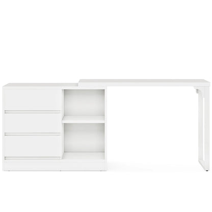 Stylish L-Shaped Vanity Desk, White Makeup Table
