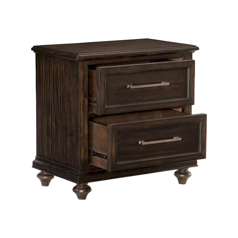 Driftwood Charcoal Finish Bedroom 3pc Bed Nightstand Chest Set
