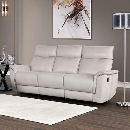 Furniture of America Marty Modern Leather Match Manual Reclining Sofa with Flared Padded Arms